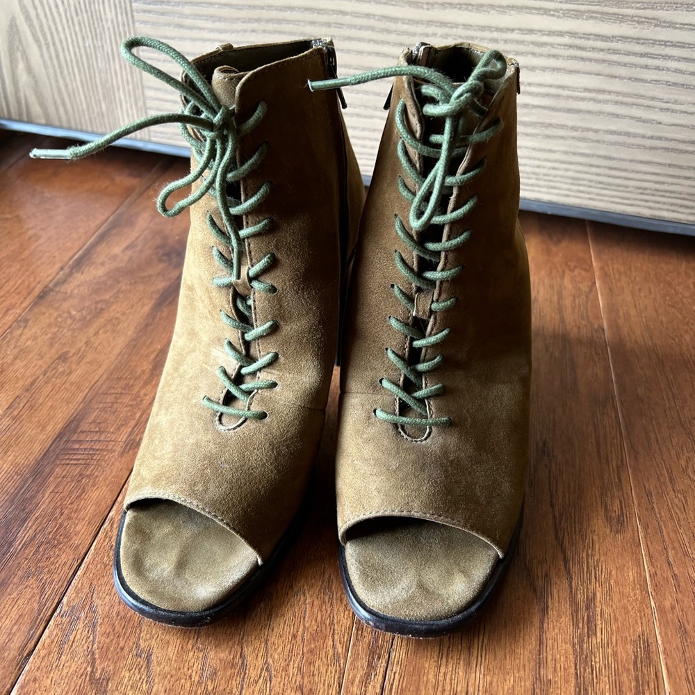 Frye Brown Suede High Heeled Lace-Up Booties